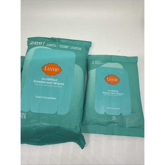 Lume Cool Cucumber Deodorant-PH Odor Control Body Wipes - 45 Ct & 2 Travel Packs - Picture 3 of 4